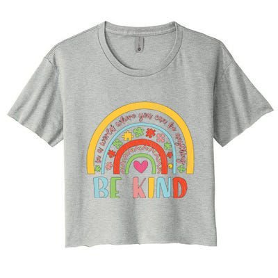 Be Kind Autism Awareness Acceptance Rainbow Choose Kindness Cute Gift Women's Crop Top Tee