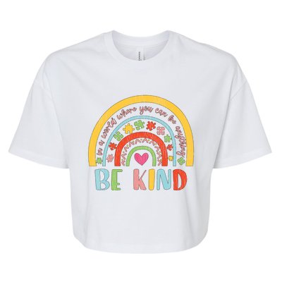 Be Kind Autism Awareness Acceptance Rainbow Choose Kindness Cute Gift Bella+Canvas Jersey Crop Tee