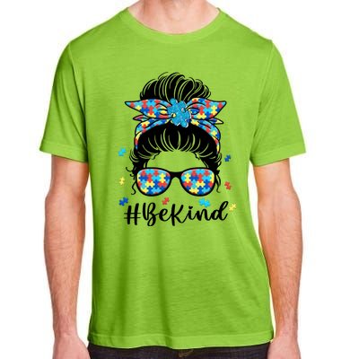 Be Kind Autism Awareness Messy Bun Meaningful Gift Adult ChromaSoft Performance T-Shirt