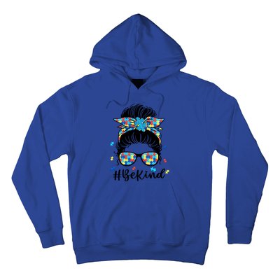 Be Kind Autism Awareness Messy Bun Meaningful Gift Hoodie