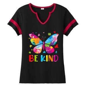 Be Kind Autism Infinity Butterfly Awareness Ladies Halftime Notch Neck Tee