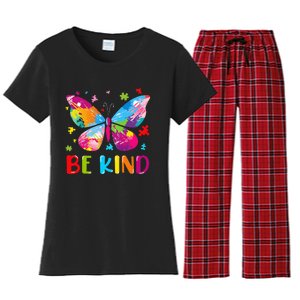 Be Kind Autism Infinity Butterfly Awareness Women's Flannel Pajama Set