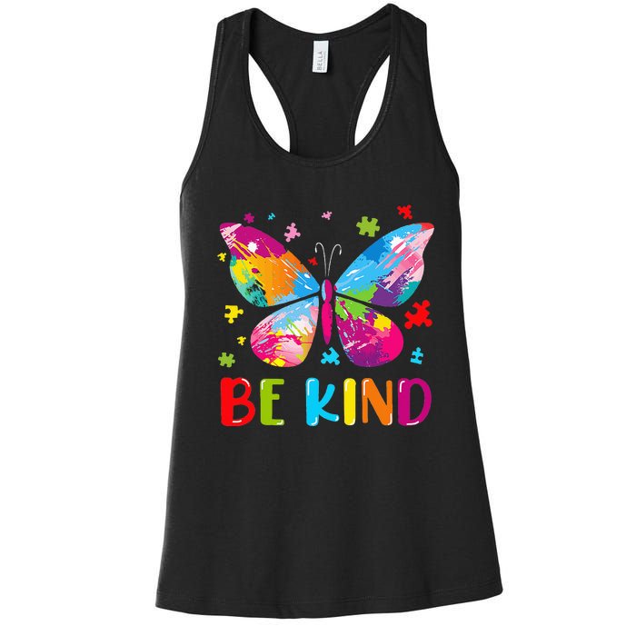 Be Kind Autism Infinity Butterfly Awareness Women's Racerback Tank