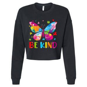 Be Kind Autism Infinity Butterfly Awareness Cropped Pullover Crew