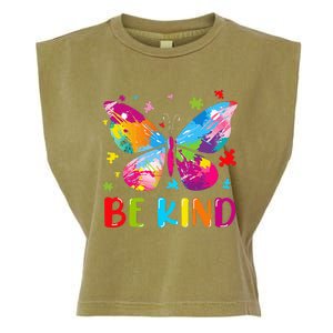 Be Kind Autism Infinity Butterfly Awareness Garment-Dyed Women's Muscle Tee