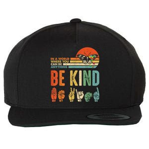 Be Kind Autism Awareness Asl Mom Teacher Kindness Great Gift Wool Snapback Cap