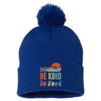 Be Kind Autism Awareness Asl Mom Teacher Kindness Great Gift Pom Pom 12in Knit Beanie