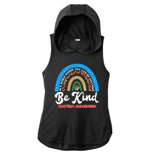 Be Kind Autism Awareness Pattern Rainbow Ladies PosiCharge Tri-Blend Wicking Draft Hoodie Tank