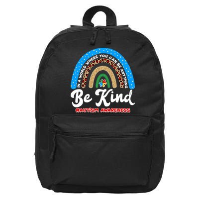 Be Kind Autism Awareness Pattern Rainbow 16 in Basic Backpack
