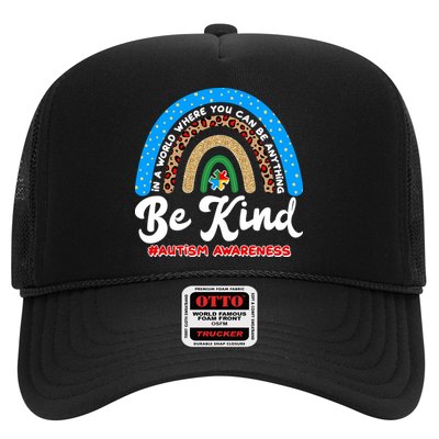 Be Kind Autism Awareness Pattern Rainbow Trucker Hat