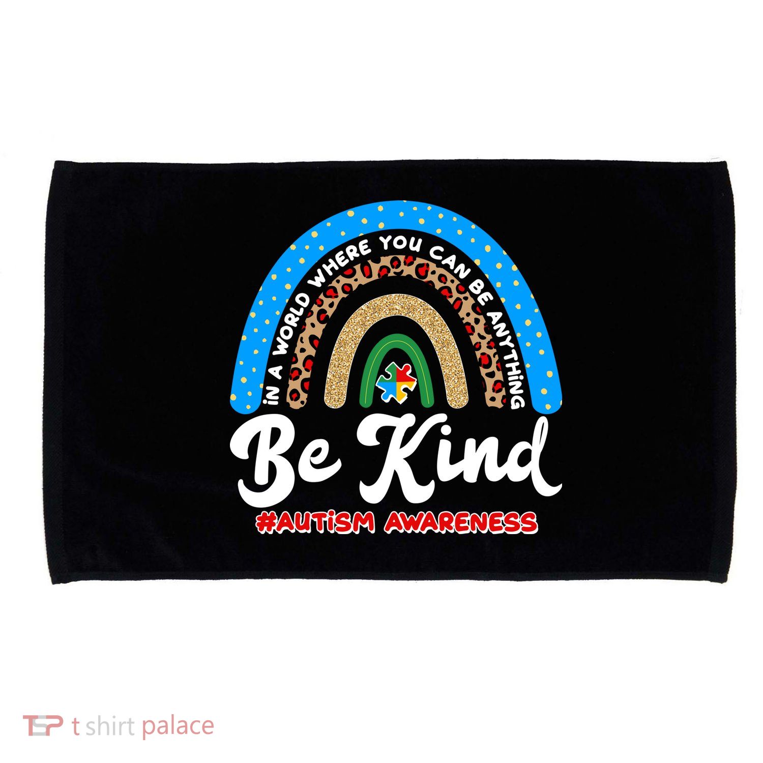 Be Kind Autism Awareness Pattern Rainbow Microfiber Hand Towel