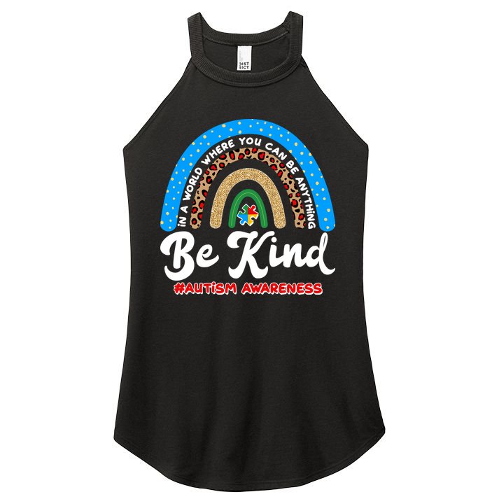 Be Kind Autism Awareness Pattern Rainbow Women's Perfect Tri Rocker Tank