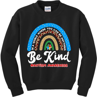 Be Kind Autism Awareness Pattern Rainbow Kids Sweatshirt