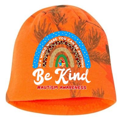 Be Kind Autism Awareness Pattern Rainbow Kati - Camo Knit Beanie