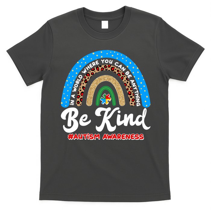 Be Kind Autism Awareness Pattern Rainbow T-Shirt