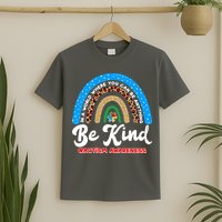 Be Kind Autism Awareness Pattern Rainbow T-Shirt