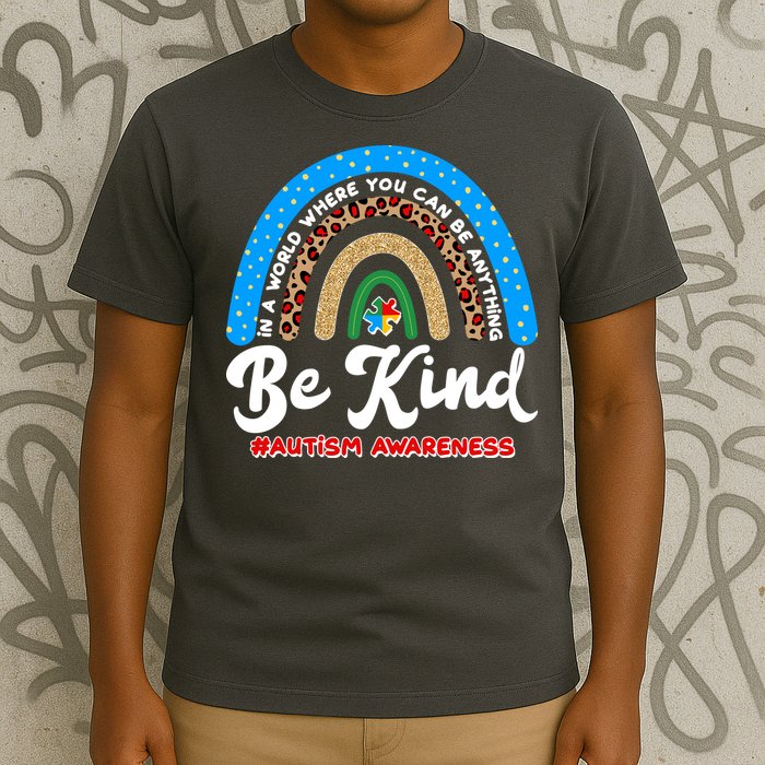 Be Kind Autism Awareness Pattern Rainbow T-Shirt