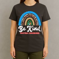 Be Kind Autism Awareness Pattern Rainbow T-Shirt