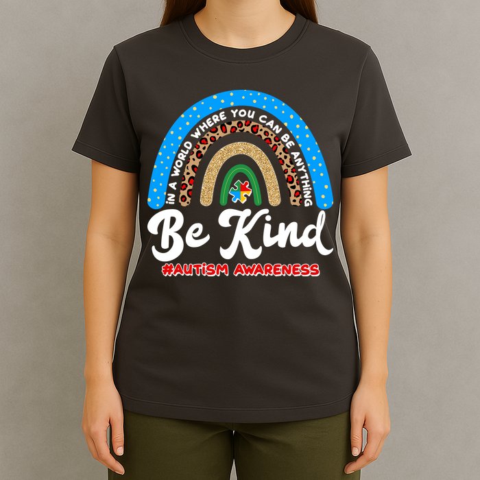 Be Kind Autism Awareness Pattern Rainbow T-Shirt