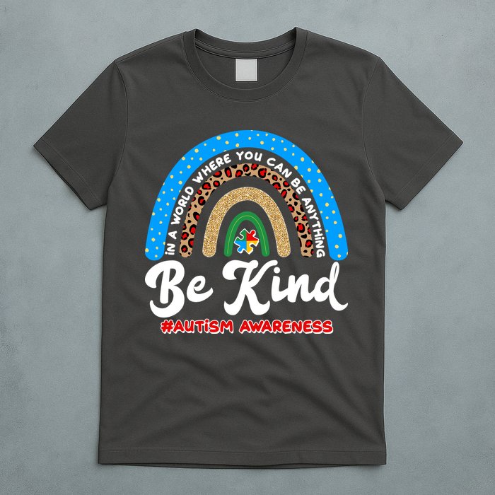 Be Kind Autism Awareness Pattern Rainbow T-Shirt