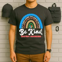 Be Kind Autism Awareness Pattern Rainbow T-Shirt