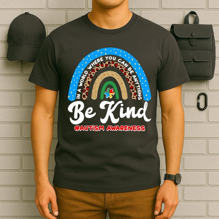 Be Kind Autism Awareness Pattern Rainbow T-Shirt