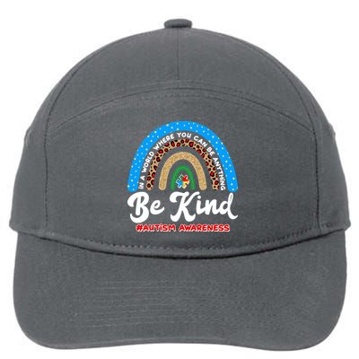 Be Kind Autism Awareness Pattern Rainbow 7-Panel Snapback Hat