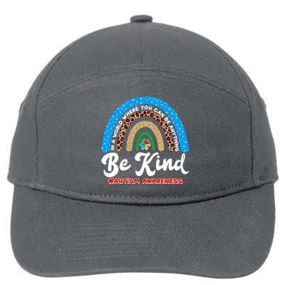 Be Kind Autism Awareness Pattern Rainbow 7-Panel Snapback Hat