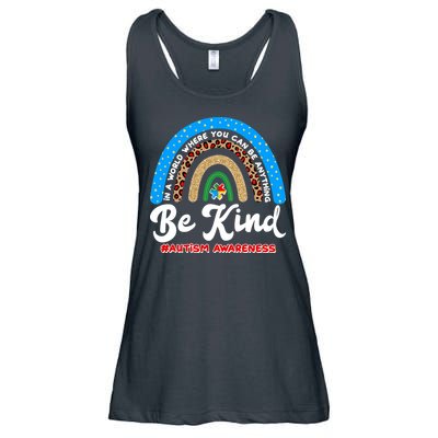 Be Kind Autism Awareness Pattern Rainbow Ladies Essential Flowy Tank