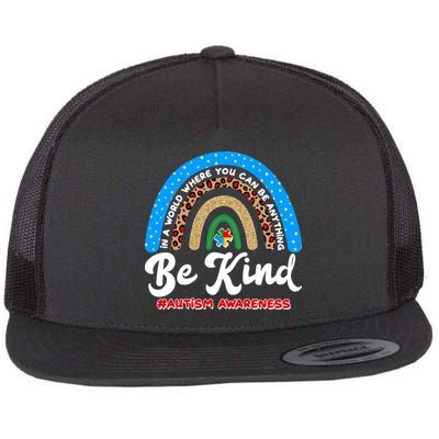 Be Kind Autism Awareness Pattern Rainbow Flatbill Hat