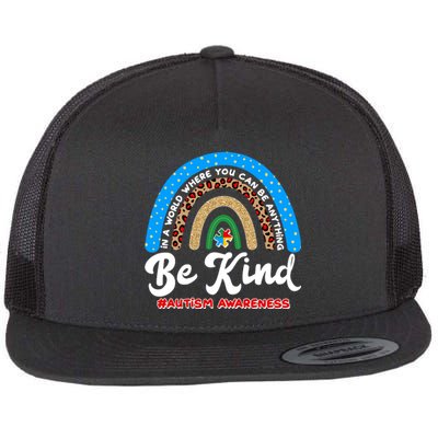 Be Kind Autism Awareness Pattern Rainbow Flat Bill Trucker Hat