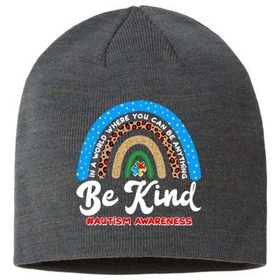 Be Kind Autism Awareness Pattern Rainbow Sustainable Beanie