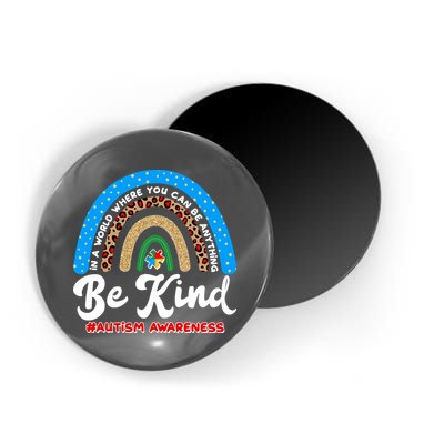 Be Kind Autism Awareness Pattern Rainbow Magnet