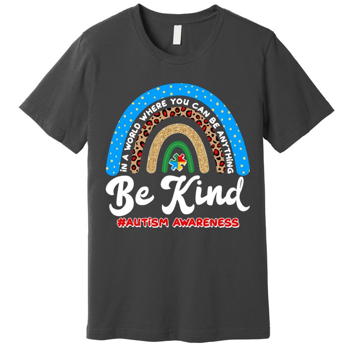 Be Kind Autism Awareness Pattern Rainbow Premium T-Shirt