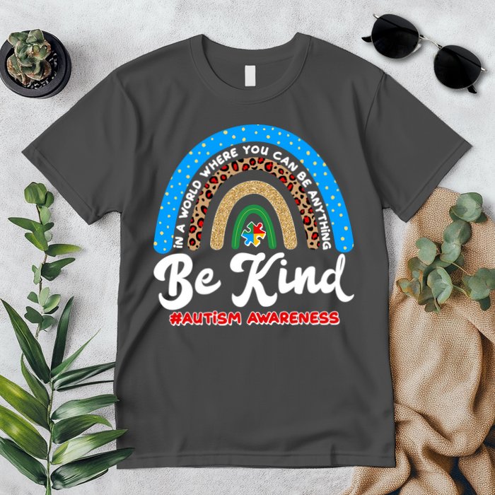 Be Kind Autism Awareness Pattern Rainbow Premium T-Shirt
