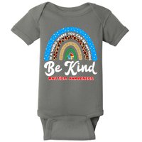 Be Kind Autism Awareness Pattern Rainbow Baby Bodysuit