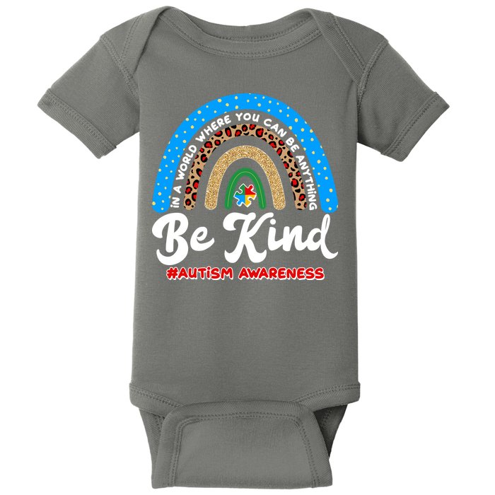 Be Kind Autism Awareness Pattern Rainbow Baby Bodysuit