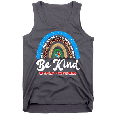 Be Kind Autism Awareness Pattern Rainbow Tank Top