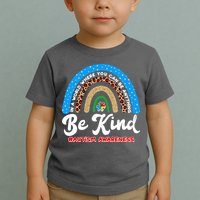 Be Kind Autism Awareness Pattern Rainbow Toddler T-Shirt