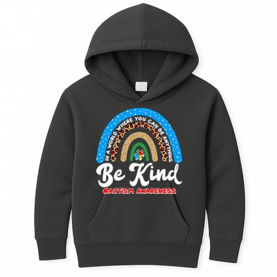 Be Kind Autism Awareness Pattern Rainbow Kids Hoodie