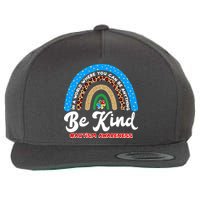 Be Kind Autism Awareness Pattern Rainbow Wool Snapback Cap