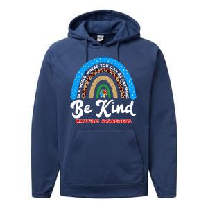 Be Kind Autism Awareness Pattern Rainbow Performance Fleece Hoodie