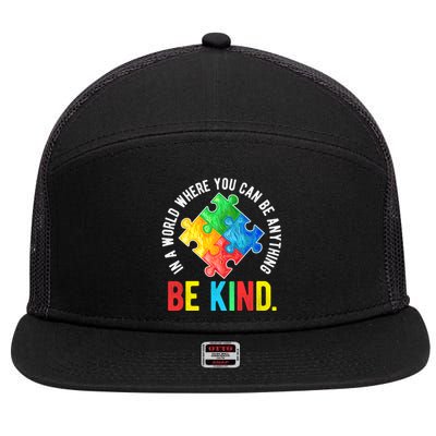 Be Kind Autism Awareness Cute Gift 7 Panel Mesh Trucker Snapback Hat