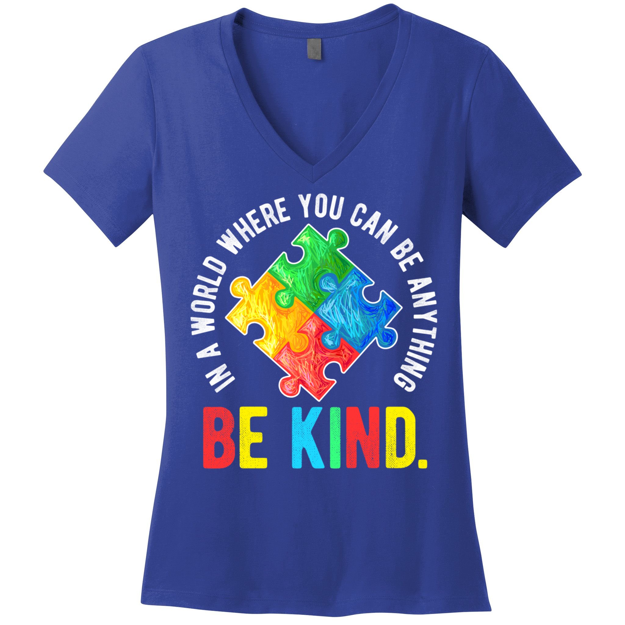 Be Kind Autism Awareness Cute Gift Women's V-Neck T-Shirt