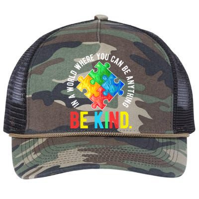 Be Kind Autism Awareness Cute Gift Retro Rope Trucker Hat Cap