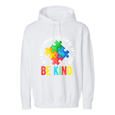 Be Kind Autism Awareness Cute Gift Garment-Dyed Fleece Hoodie