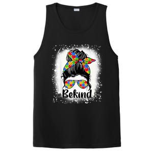 Be Kind Autism Awareness Messy Bun Mom Girl Tees PosiCharge Competitor Tank