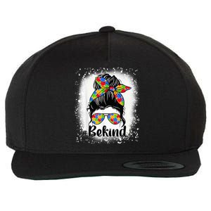 Be Kind Autism Awareness Messy Bun Mom Girl Tees Wool Snapback Cap