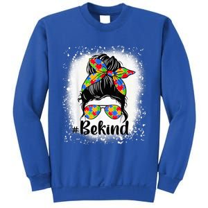 Be Kind Autism Awareness Messy Bun Mom Girl Tees Sweatshirt