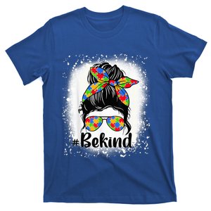 Be Kind Autism Awareness Messy Bun Mom Girl Tees T-Shirt